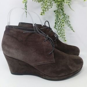 clarks lace up wedge bootie